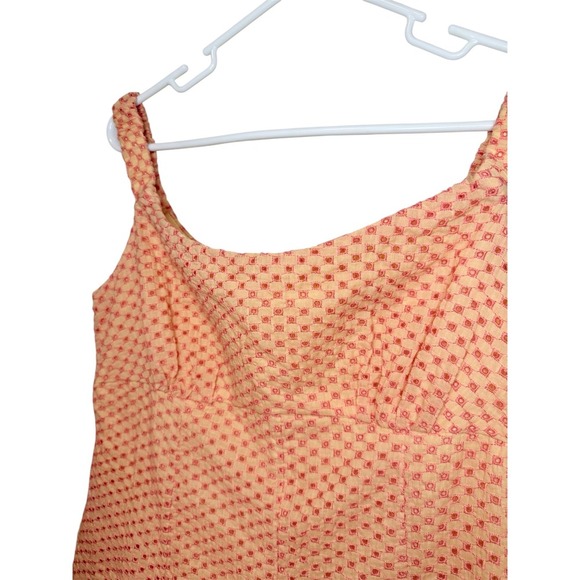 Free People White Peach Combo Mini Dress Off Shoulder Eyelet XL - Picture 5 of 6